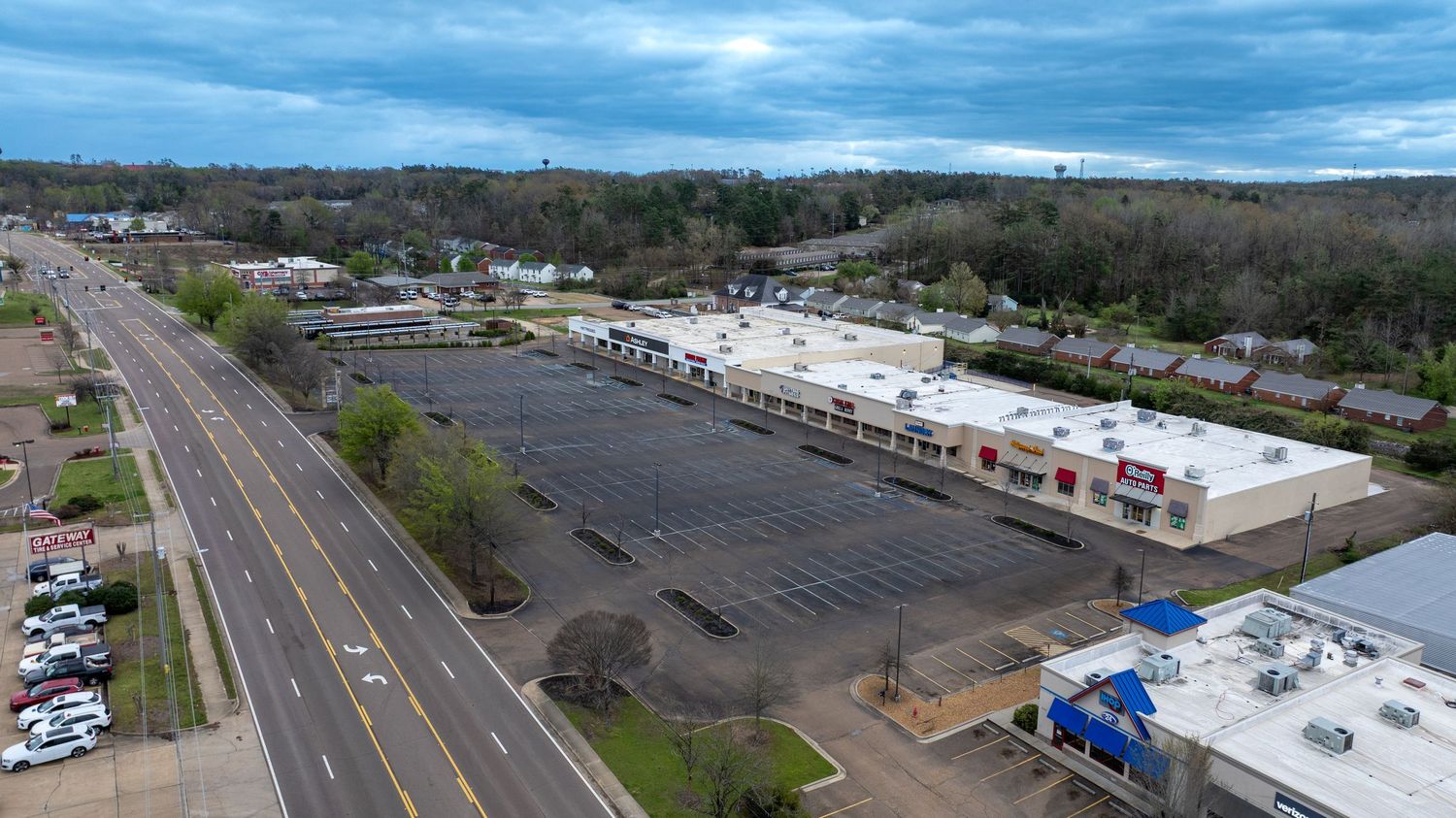 FAA-certified drone aerial photography of commercial real estate in Oxford, MS