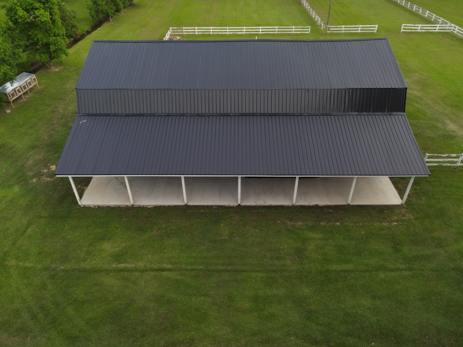 Aerial view of a barn property