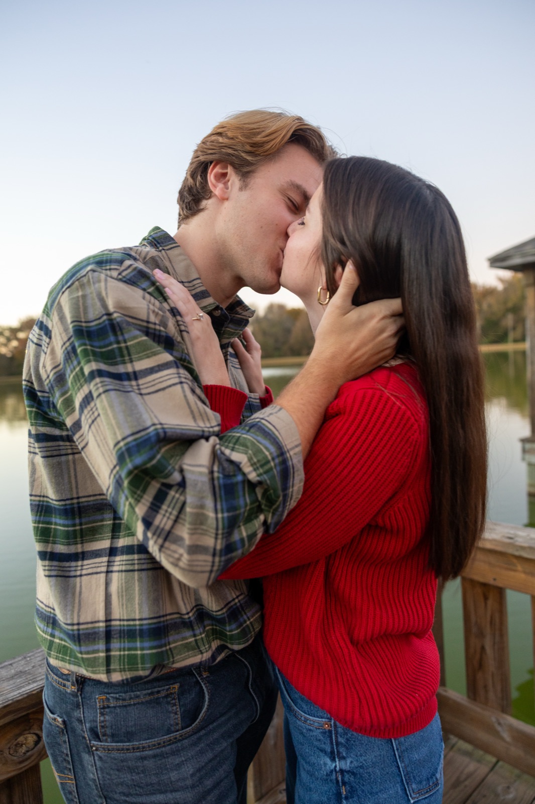 Engagement kiss portrait