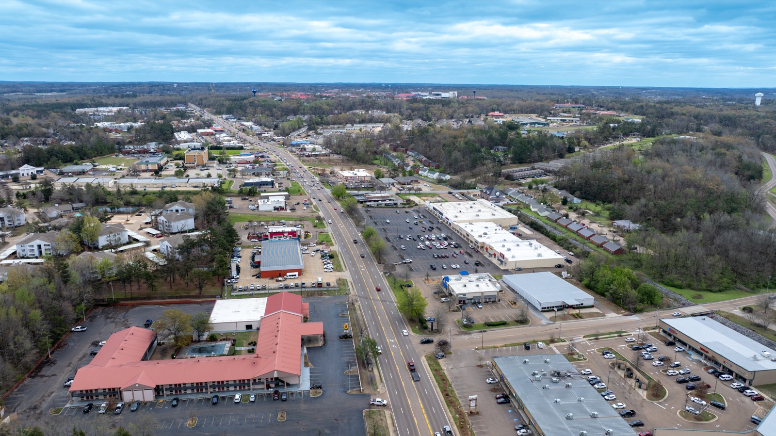 Drone photo of Oxford shopping center