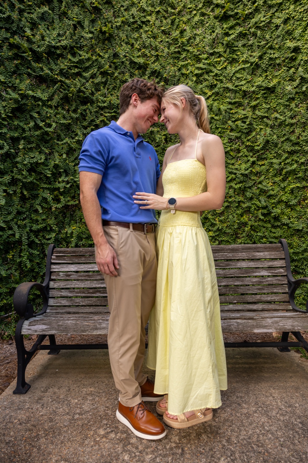 Engaged couple at the chapel tower